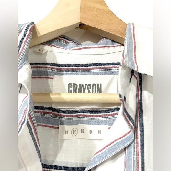 Grayson The Hero Button-Up Washed Cotton Top Ida White Stripe 2 S Anthropologie - Picture 7 of 9